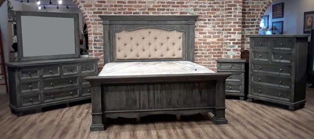 Gray wood deals dresser and nightstand